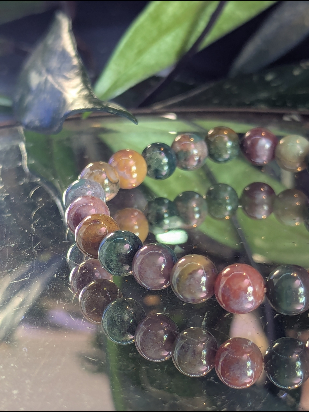 A-Quality Indian Agate Fancy Jasper Crystal Stretch Bracelet Specimine